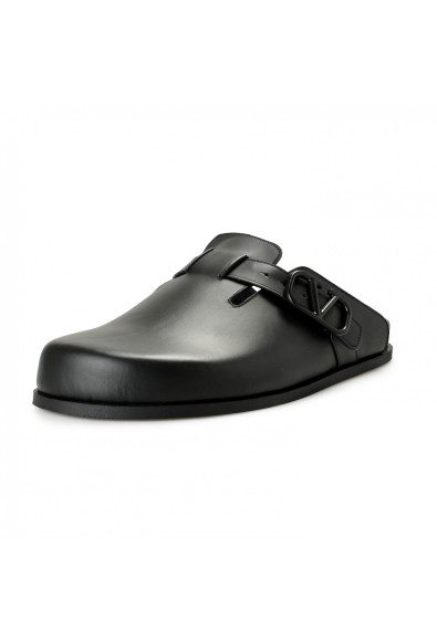 Valentino Garavani Men's Black TOILE V Logo 100% Leather Clog Sandals Shoes