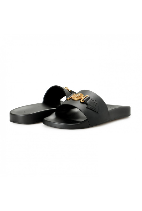 Versace Men's Black Leather Gold Medusa Flip Flops Pool Slide Sandals Shoes: Picture 8