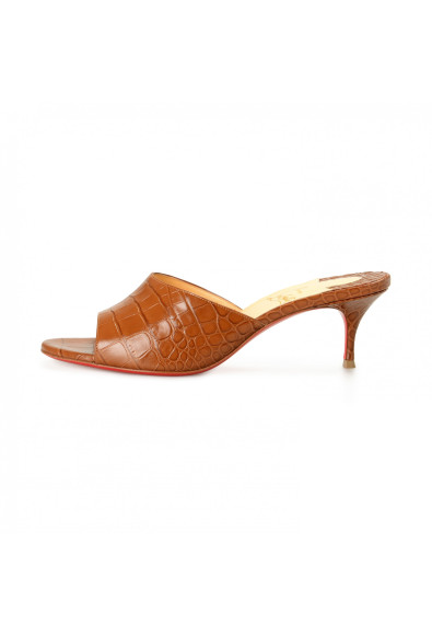 Christian Louboutin Women's "East Mule 55" Textured Leather Heeled Sandals Shoes: Picture 2
