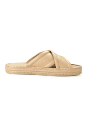 Fendi Men's "7X1501" Beige Leather Flip Flops Pool Slide Sandals Shoes: Picture 4