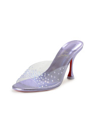 Christian Louboutin Women's "Degramule Strass 85" Clear High Heel Mules Shoes