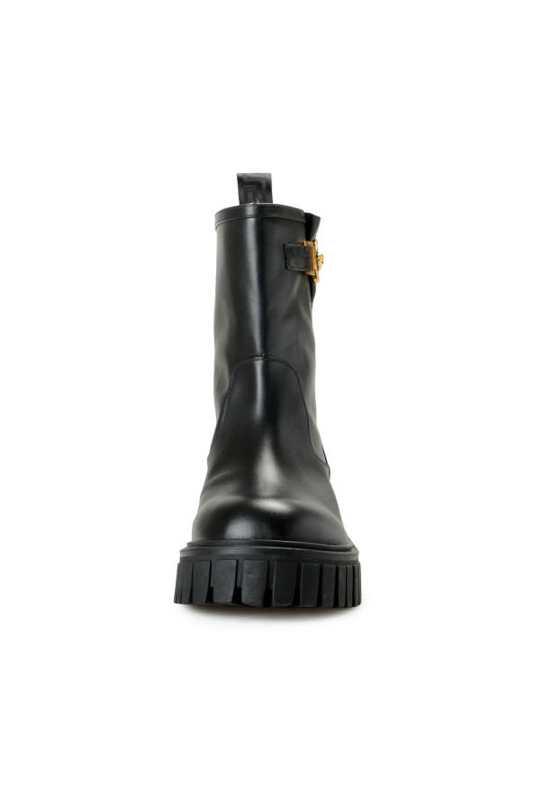 Versace Women's Black Leather Gold Medusa Boots Shoes: Picture 5