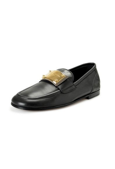 Dolce & Gabbana Men's "ARIOSTO" Black Gold Metal Logo Slip On Loafers Shoes