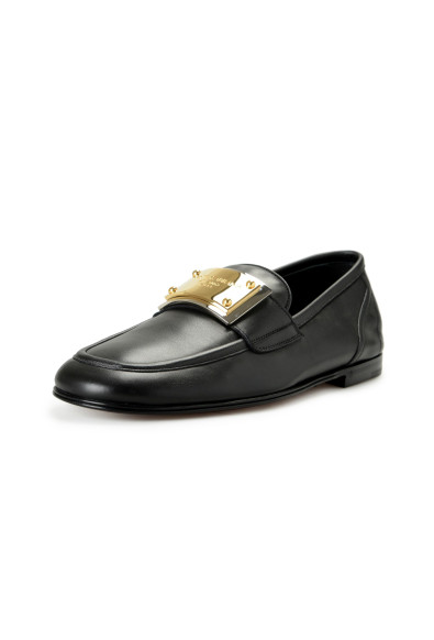 Dolce & Gabbana Men's "ARIOSTO" Black Gold Metal Logo Slip On Loafers Shoes: Picture 2