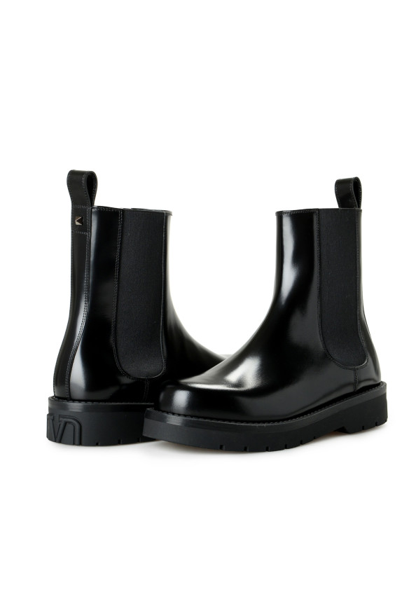 Valentino Garavani Men's "Beatle" Black Polished Leather Boots Shoes: Picture 8