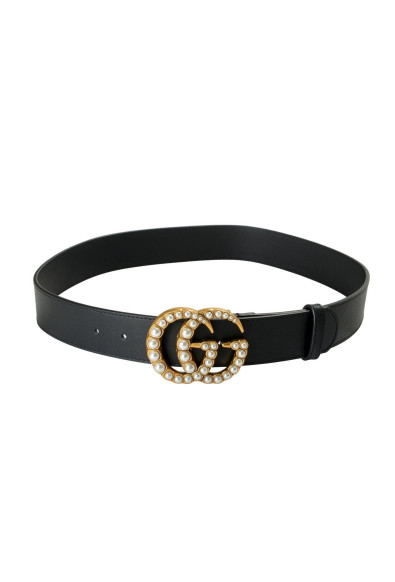 Gucci Black Leather Double Pearl G Buckle Belt: Picture 2