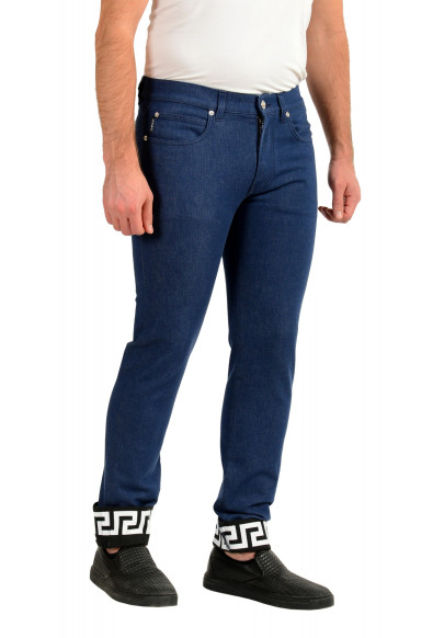 Versace Men's Medium Blue Straight Leg Creca Print Jeans: Picture 2