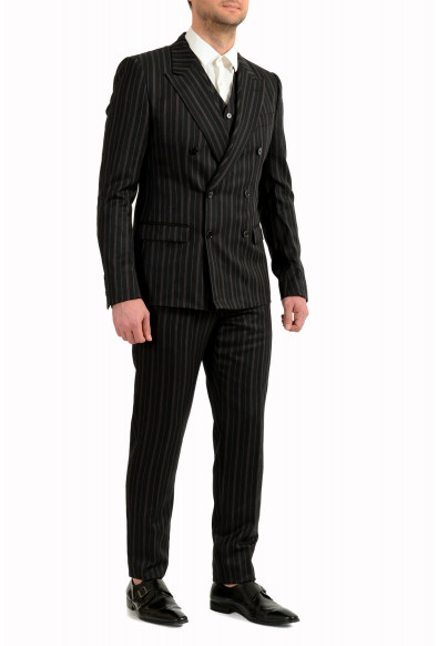Dolce & Gabbana Men's Black 100% Wool Striped Double Breasted Three Piece Suit: Picture 2