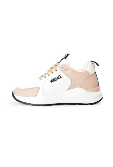 Versace Women's Powder Blush Canvas Leather Logo Sneakers Shoes: Picture 2