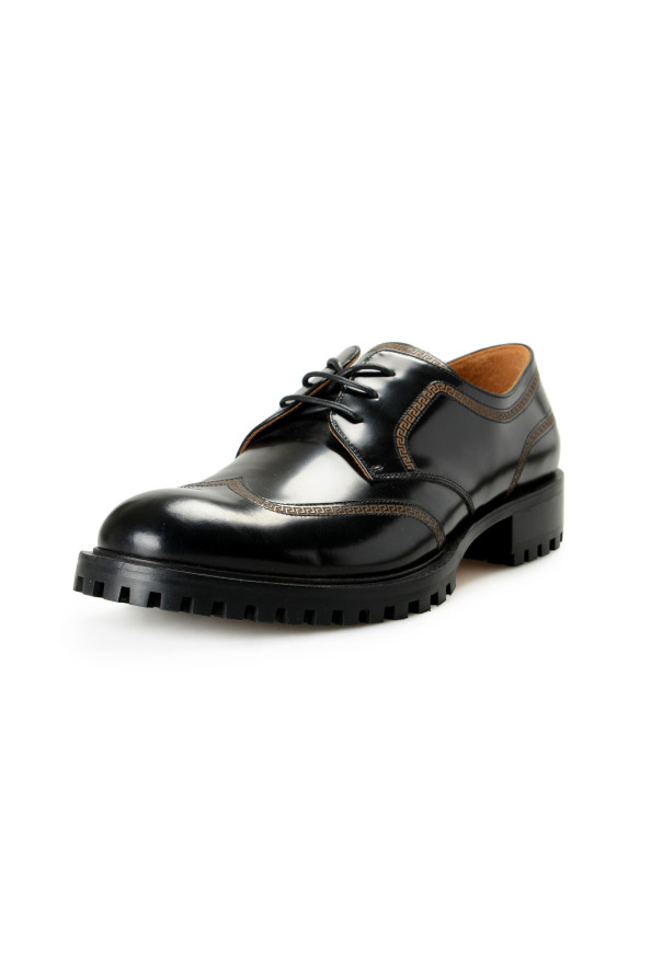 Versace Men's Black Polished Leather Derby Oxfords Shoes