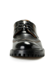 Versace Men's Black Polished Leather Derby Oxfords Shoes: Picture 5