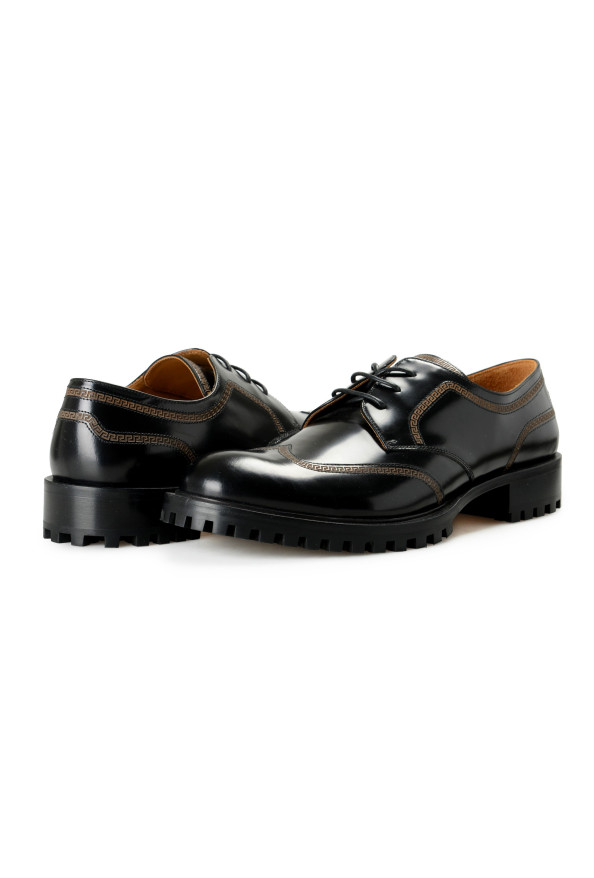 Versace Men's Black Polished Leather Derby Oxfords Shoes: Picture 8