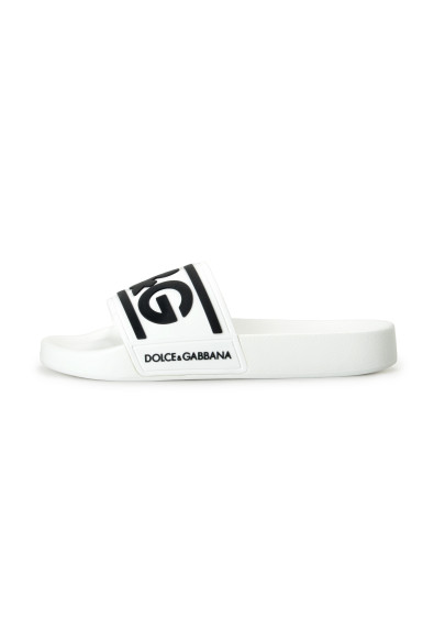 Dolce & Gabbana Women's White & Black Logo Print Rubber Flip Flops Sandals Shoes: Picture 2
