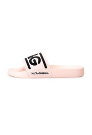 Dolce & Gabbana Women's Pink & Black Logo Print Rubber Flip Flops Sandals Shoes: Picture 2