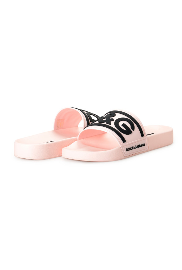 Dolce & Gabbana Women's Pink & Black Logo Print Rubber Flip Flops Sandals Shoes: Picture 8