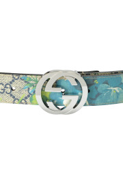 Gucci Unisex Guccissima Flower Print Leather Double G Buckle Belt : Picture 3