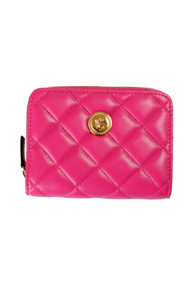 Versace Women's Purplish Pink 100% Leather Quilted Zip Around Wallet