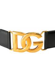 Dolce & Gabbana Black Leather Metal Double G Buckle Belt: Picture 3