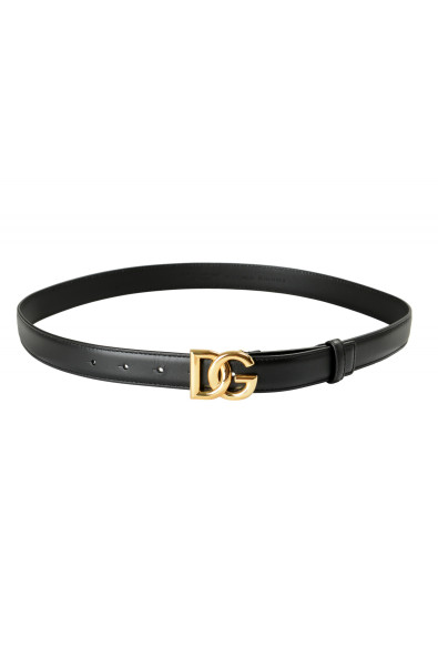 Dolce & Gabbana Black 100% Leather Metal Double G Buckle Belt : Picture 2