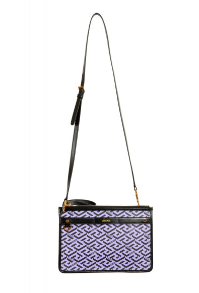 Versace Women's La Greca Signature Textured Leather & Canvas Shoulder Bag Clutch