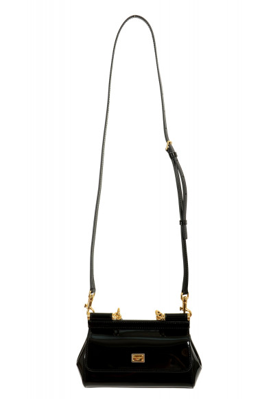 Dolce & Gabbana Women's "Sicily" Patent Leather Gold Metallic Logo Mini Bag