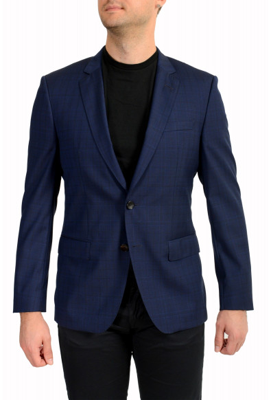 Hugo Boss Men's "Huge6" Blue Slim Fit 100% Wool Plaid Blazer