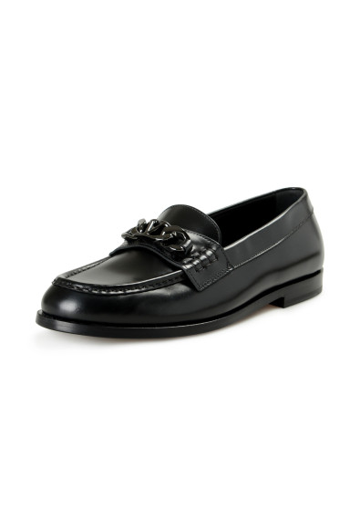 Valentino Men's "1Y2S0G03" Black Leather Metal Logo Slip On Loafers Shoes