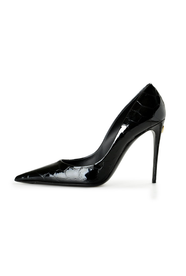 Dolce & Gabbana Women's Black Textured Patent Leather High Heel Pumps Shoes: Picture 2