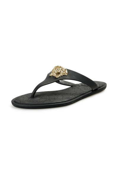 Versace Women's Black Gold Medusa Rubber Sandals Flip Flops Shoes