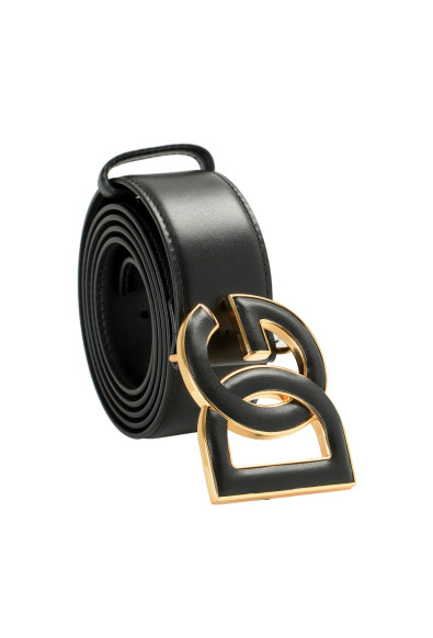 Dolce & Gabbana Unisex Black Leather Metal Double G Buckle Belt
