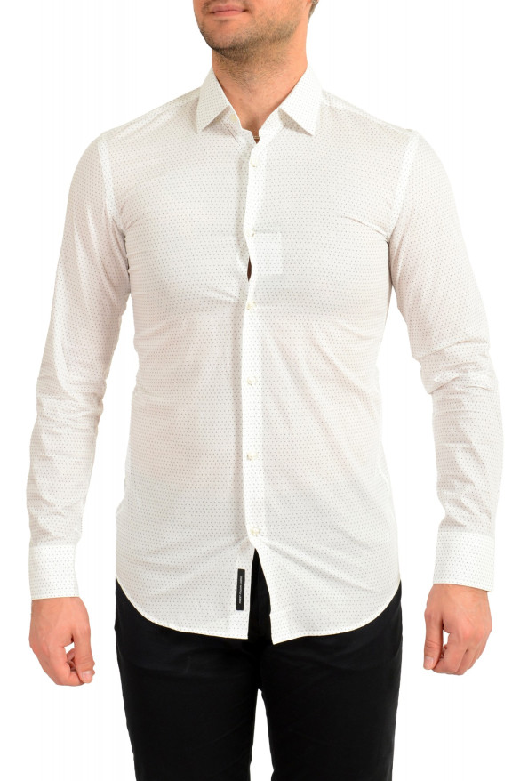 Hugo Boss Men's "Jenno" White Slim Fit Logo Print Dress Shirt