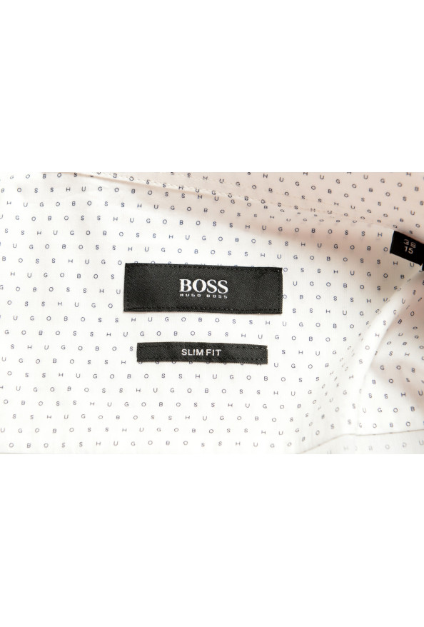 Hugo Boss Men's "Jenno" White Slim Fit Logo Print Dress Shirt: Picture 8