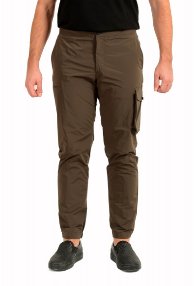 Incotex Slowear Men's Olive Green Tapered Fit Flat Front Casual Cargo Pants