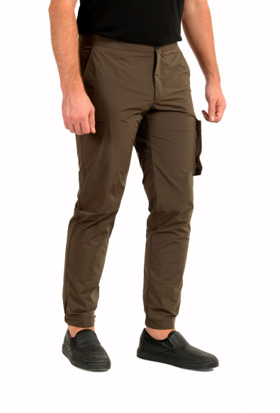 Incotex Slowear Men's Olive Green Tapered Fit Flat Front Casual Cargo Pants: Picture 2