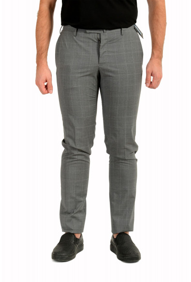 Incotex Slowear Men's Gray 100% Wool Slim Fit Plaid Dress Pants