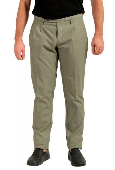 Incotex Slowear Men's Sage Green Pleated Front Casual Pants