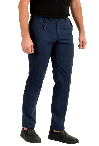 Incotex Slowear Men's Blue Slim Fit Wool Flat Front Dress Pants: Picture 2