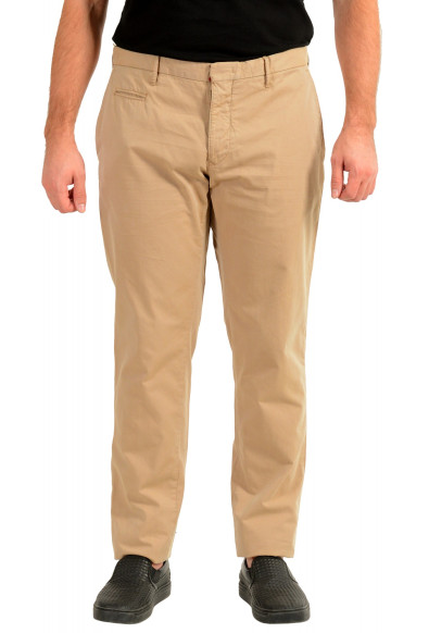 Incotex Slowear Men's Beige Slim Fit Flat Front Casual Pants