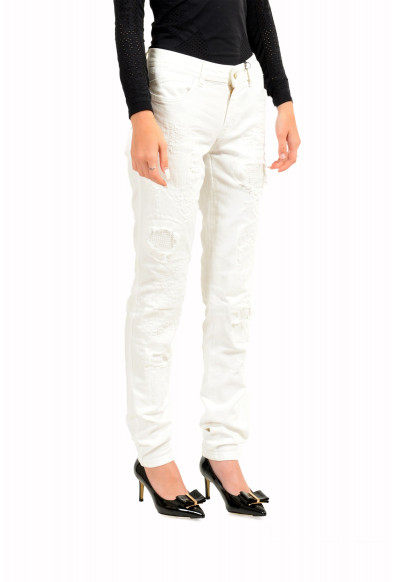 Just Cavalli Women's White Distressed Embellished White Skinny Leg Jeans: Picture 2