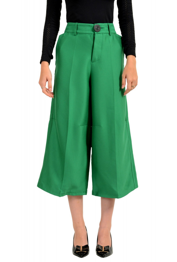 Dsquared2 Women's Green Silk Wide Leg Cropped Pants 