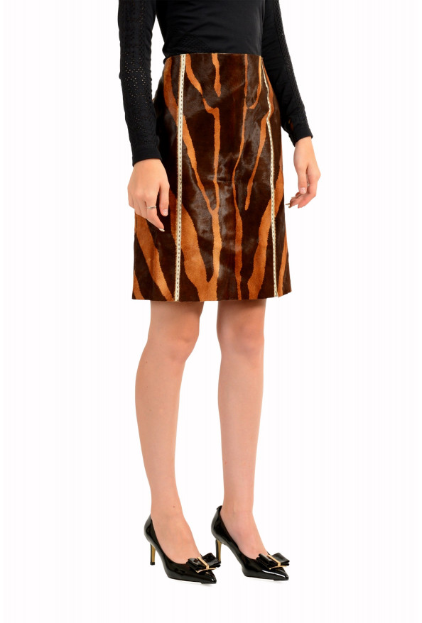 Fendi Women's Pony Hair Leather Animal Print A-Line Skirt: Picture 2
