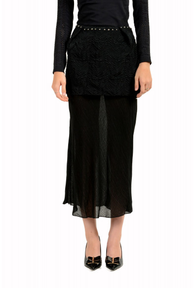 Maison Margiela Women's Black Wool Silk See Through Midi Skirt