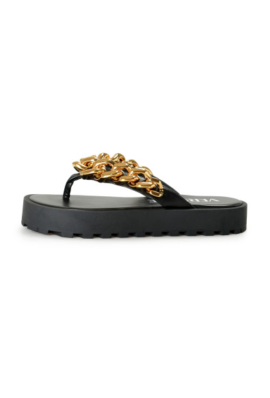 Versace Women's Black & Gold Leather Sandals Flip Flops Shoes: Picture 2