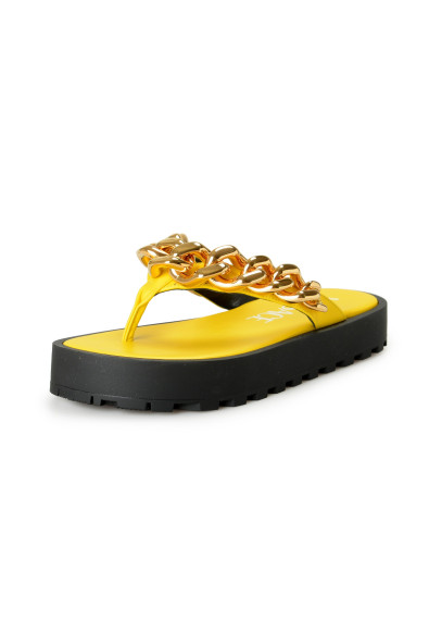 Versace Women's Yellow & Gold Leather Sandals Flip Flops Shoes
