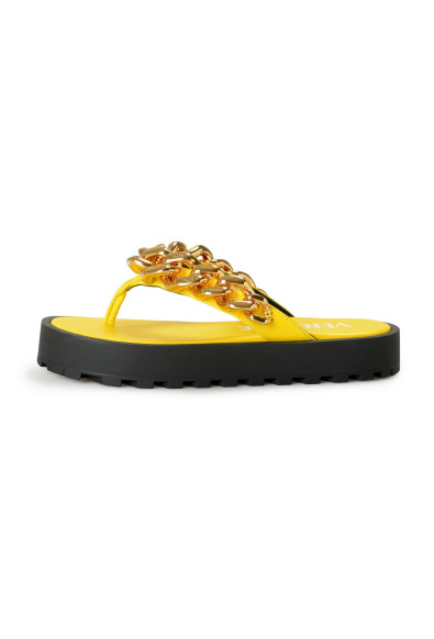 Versace Women's Yellow & Gold Leather Sandals Flip Flops Shoes: Picture 2