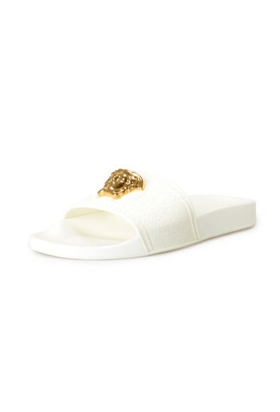Versace Women's Gold Medusa Head White Pool Slide Flip Flops Shoes