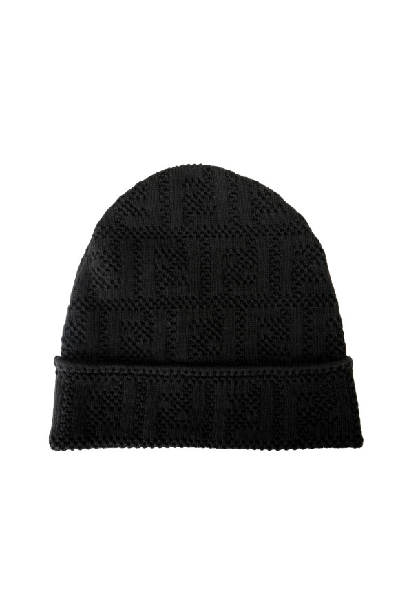 Fendi Men's Logo Print Black Beanie Hat One Size: Picture 2