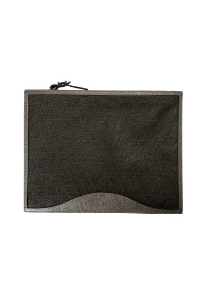 Christian Louboutin Women's Gray& Black Textured Leather & Canvas Clutch Bag