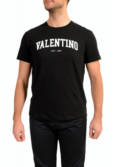Valentino Men's Black 2V3MG13D964 Logo Print Crewneck Short Sleeve T-Shirt