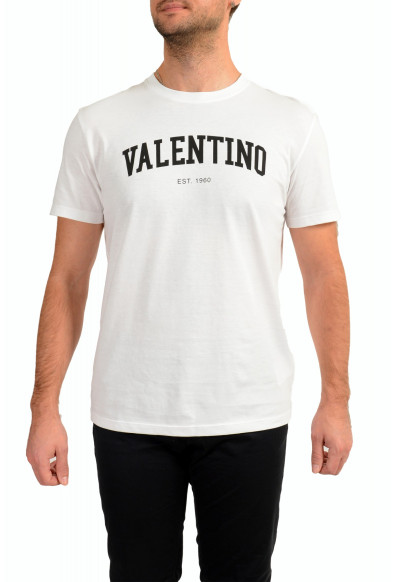 Valentino Men's White 2V3MG13D964 Logo Print Crewneck Short Sleeve T-Shirt